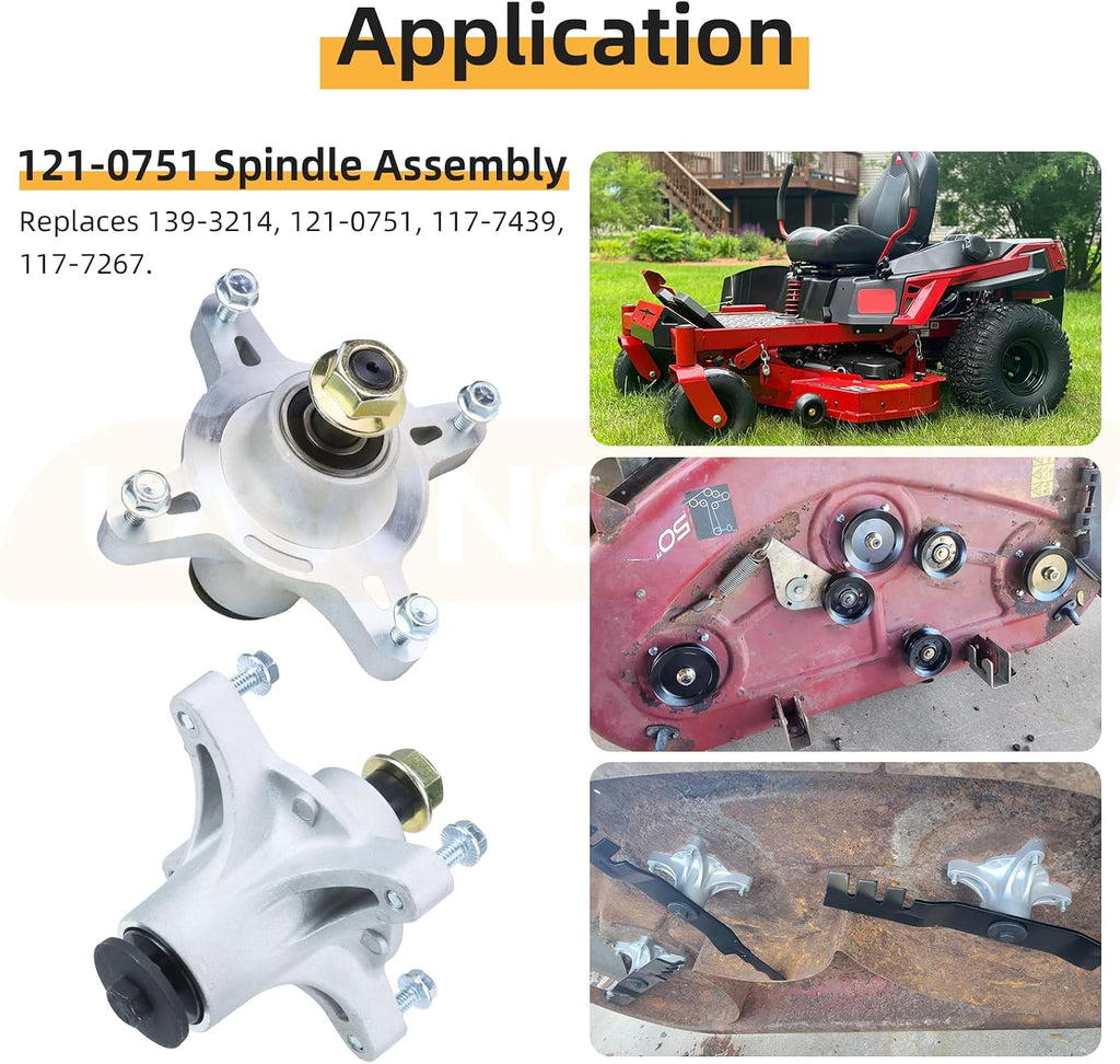 3 Pack 139-3214 Spindle Assembly with 125-5575 Pulley 119-8820 Belt 1/2x142 Replaces Toro 139-3214 117-7439 121-0751 117-7267 for Toro Timecutter 50" SS5000 MX5000 MX5050 MX5060 Mowers