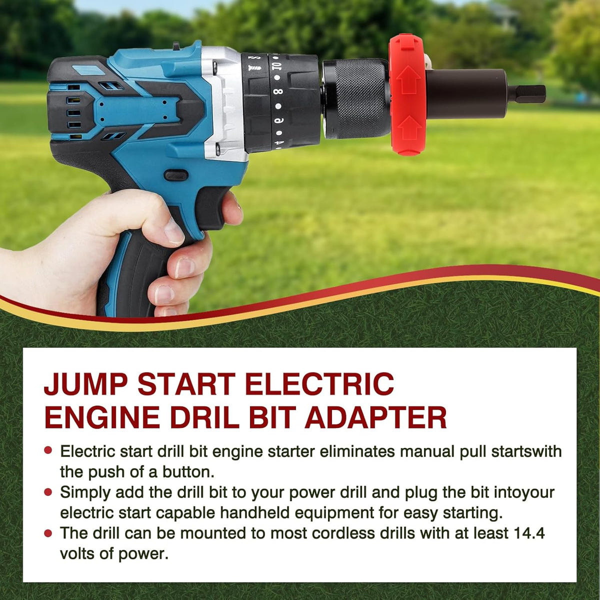 Electric Engine Drill Bit Adapter, Jump Starter Tool Replacement for Craftsman Speed Start Bit, Fits for Troy Bilt Craftsman Quick Start String Trimmers, No Manual Pull to Start