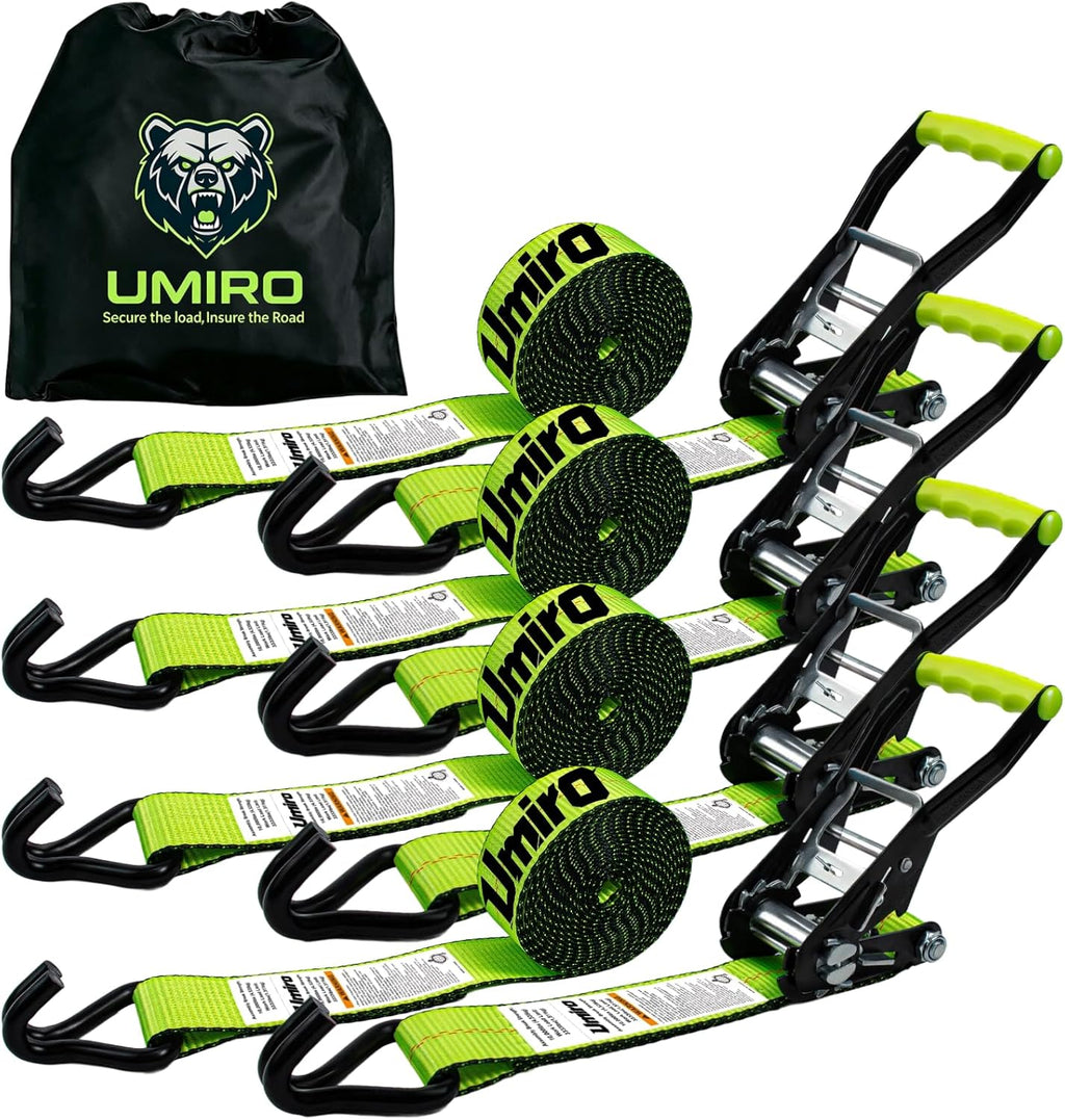 Heavy Duty Ratchet Straps with J Hooks 2" x 15' Ratchet Strap 10,000 Lbs Max Break Strength, Tie Down Ratcheting with