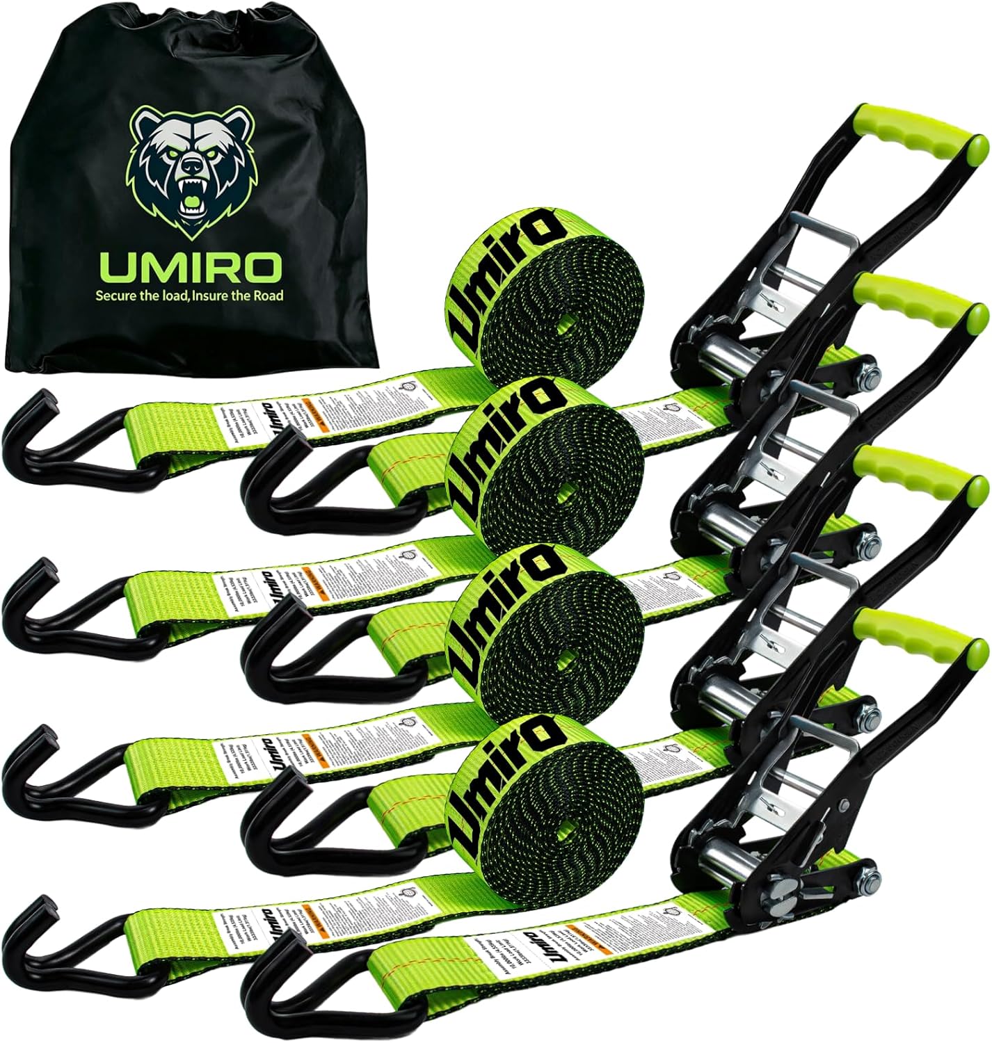 Heavy Duty Ratchet Straps with J Hooks 2" x 15' Ratchet Strap 10,000 Lbs Max Break Strength, Tie Down Ratcheting with