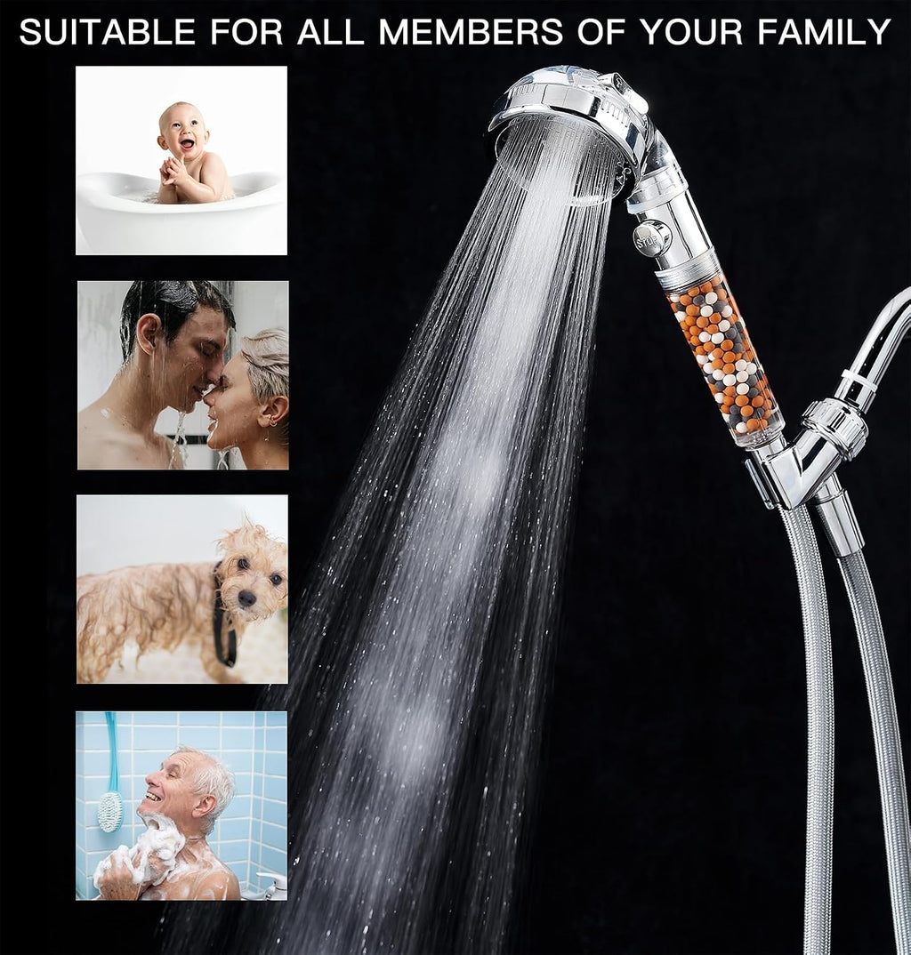 Filtered Shower Head with Handheld - High Pressure ShowerHead with Filters for Hard Water - Reduces Dry Itchy Skin