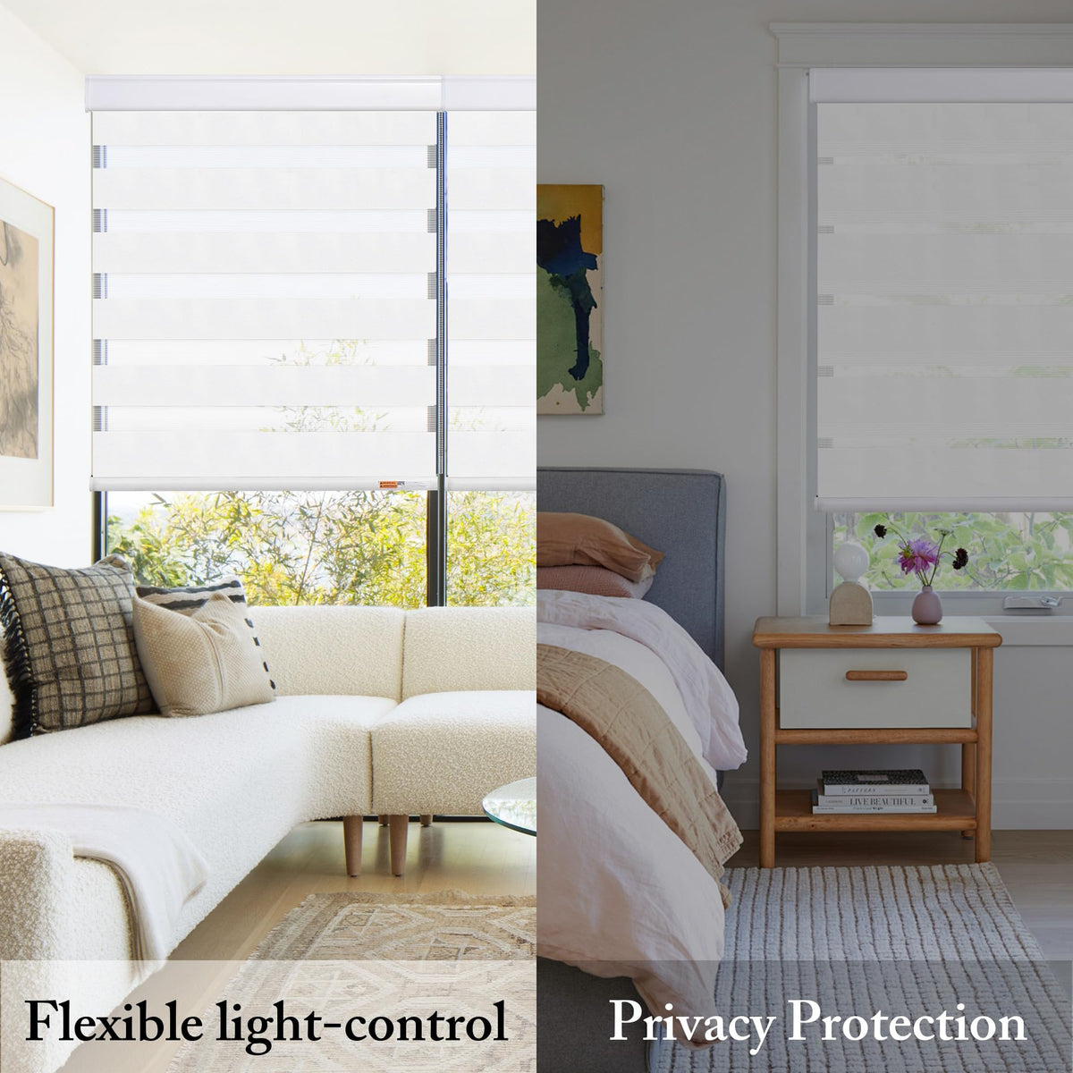 Zebra Blinds for Windows, White, 35 in (W) x 64 in (H)
