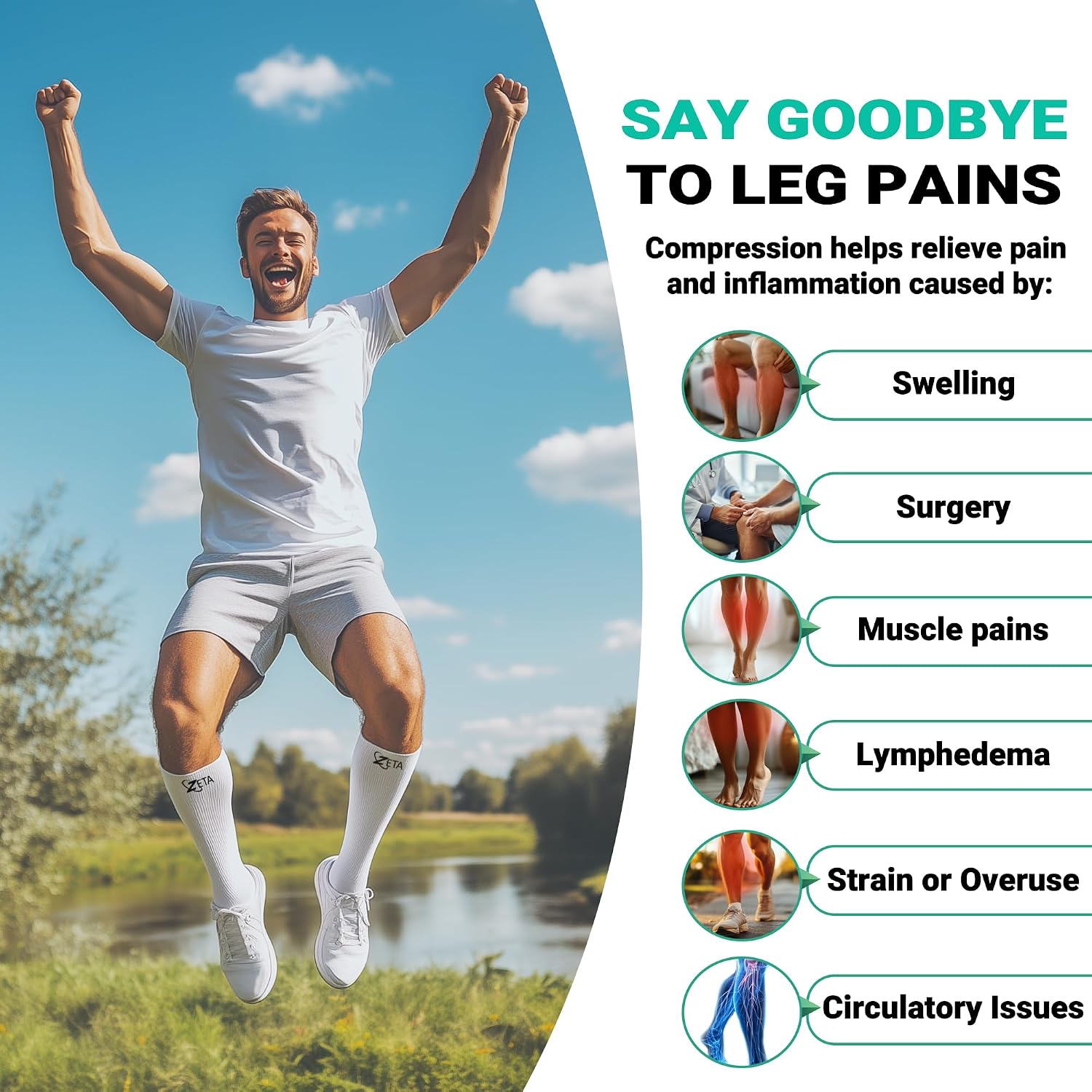 Plus Size Calf Compression Sleeves for Women and Men, Wide Calf Footless 15-19 mmHg, 2XL-6XL