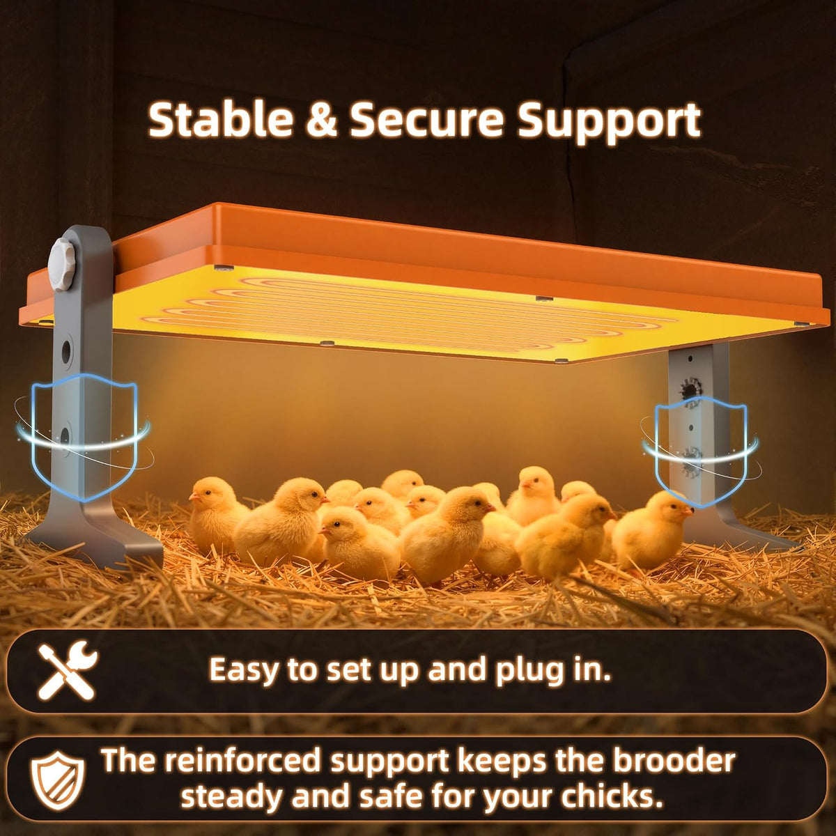 Chick Brooder Heater Plate – 12" x 8" Adjustable Height & Temperature Poultry Warmer for Up to 10 Chicks, Brooder