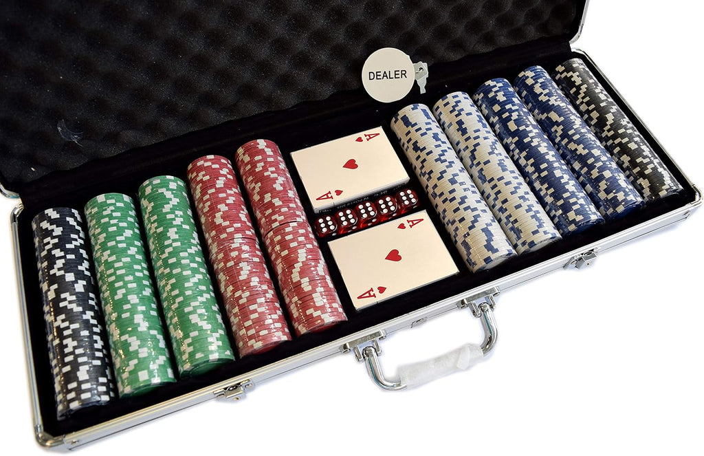 Poker Chip Set 11.5 Gram for Texas Holdem, Blackjack, Casino Gambling with Aluminum Case, Cards, Dealer Button