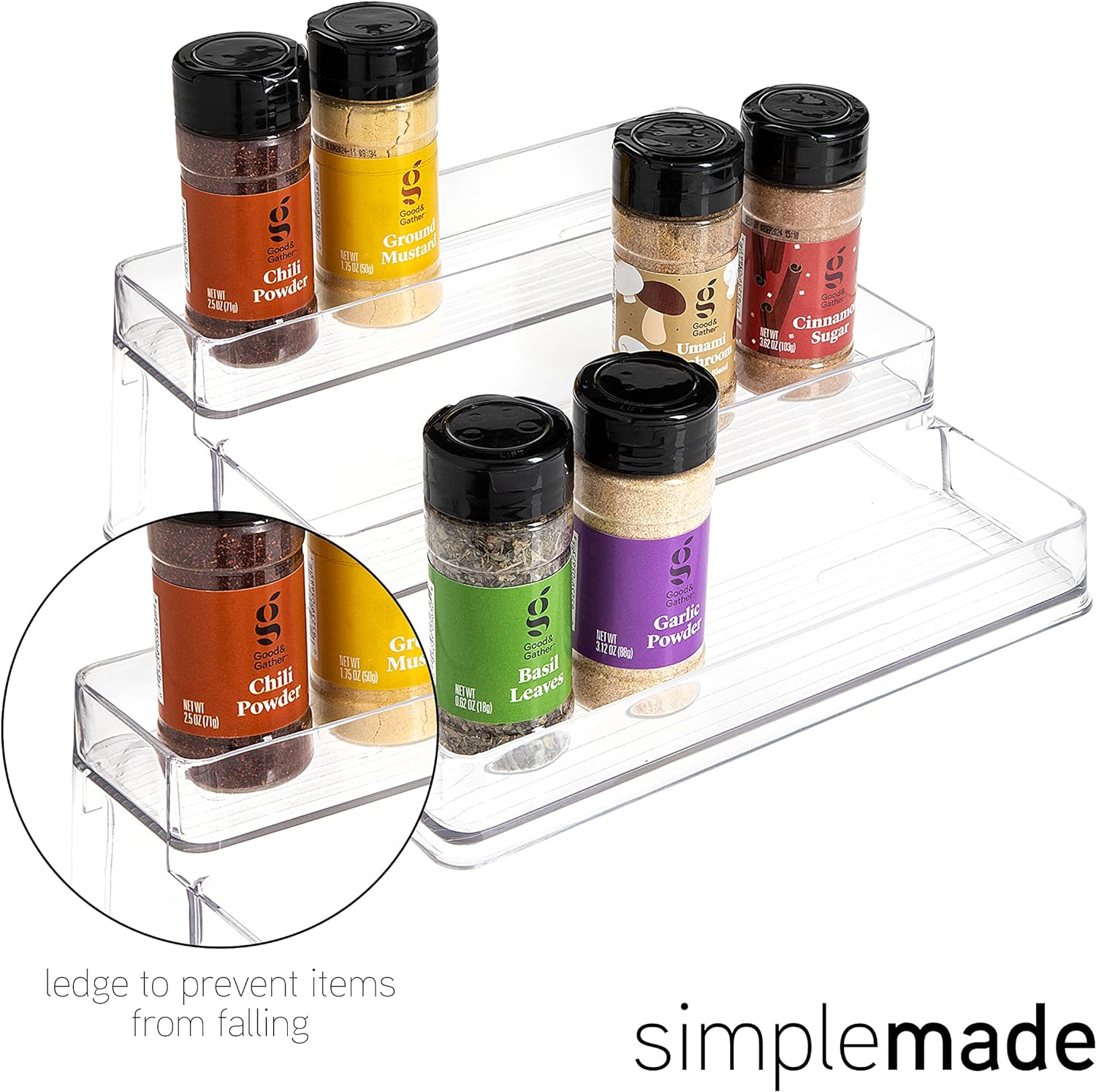 3-Tier Spice Rack Organizer - Versatile Storage Shelf for Kitchen, Bathroom, Bedroom & Office, Set of 1, Clear