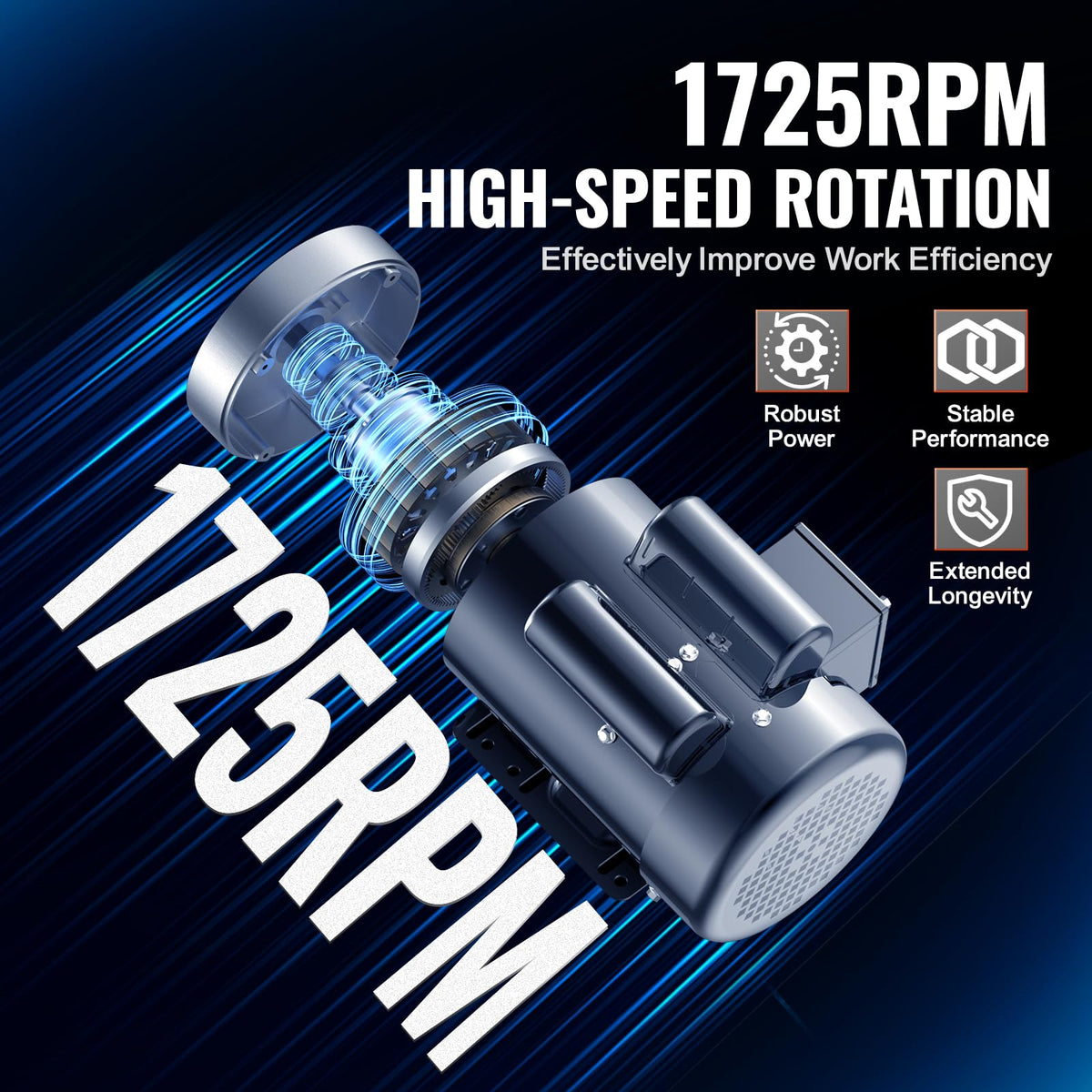 Happybuy 1.5HP Electric Motor 1725 RPM, AC 115V/230V, 56C Frame, Air Compressor Motor Single Phase, 5/8"" Keyed Shaft, CW/CCW Rotation for Agricultural Machinery and General Equipment