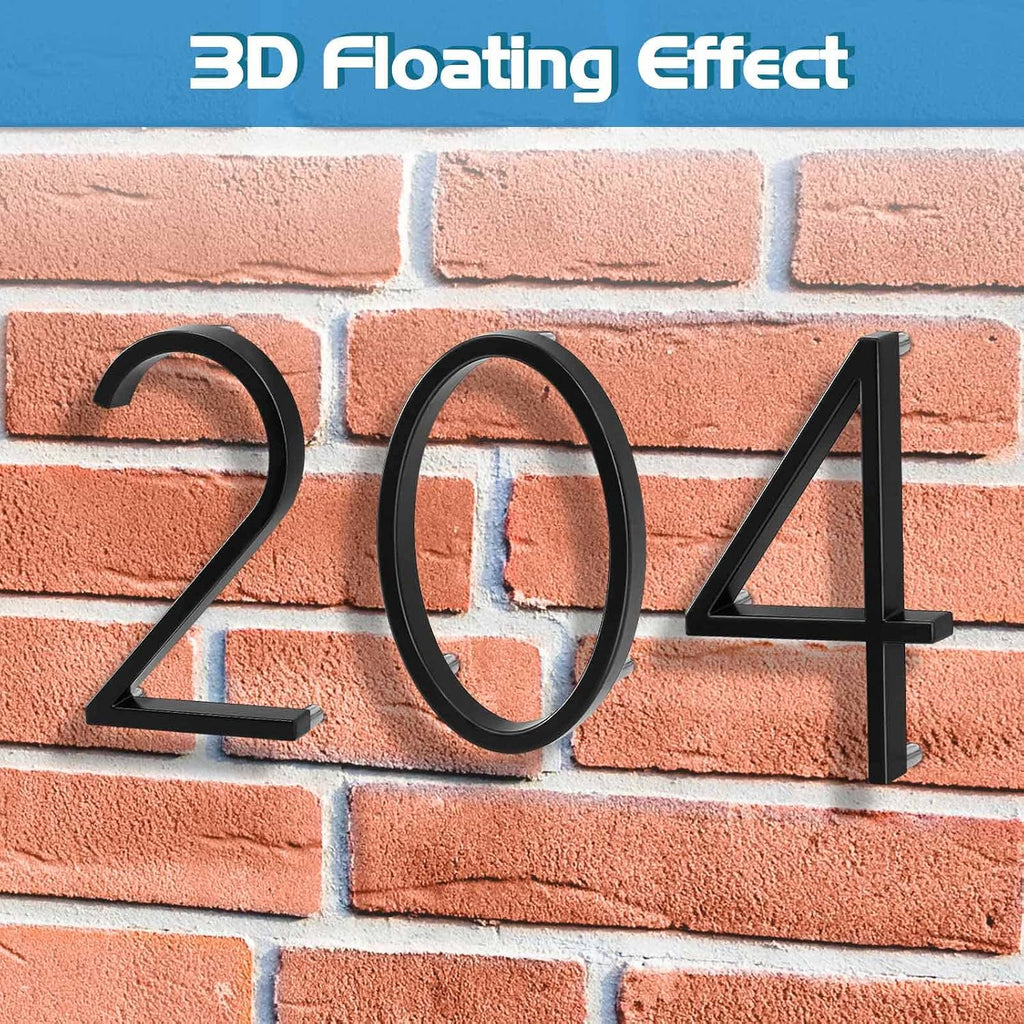 5" Metal Floating House Numbers,Ranslen Black Zinc Alloy Solid Modern House Address Number,Anti-Rust House Numbers