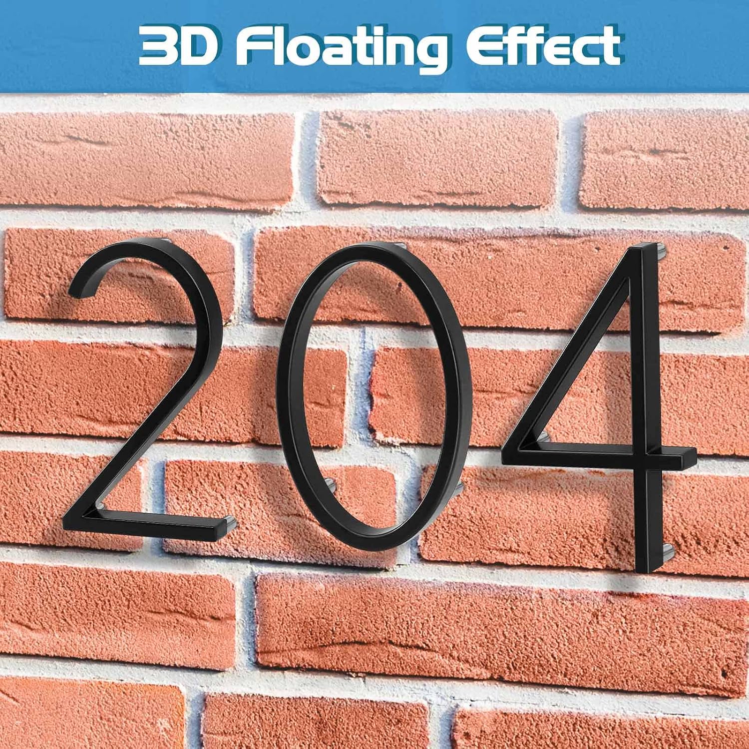 5" Metal Floating House Numbers,Ranslen Black Zinc Alloy Solid Modern House Address Number,Anti-Rust House Numbers