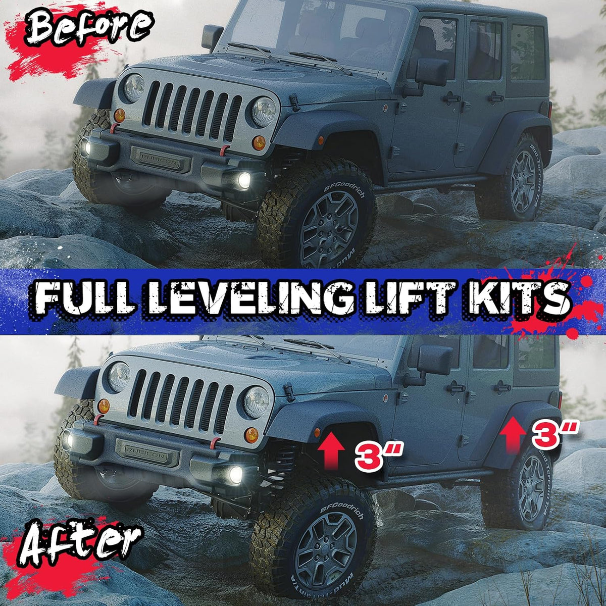KSP 3"Front+3"Rear Full Suspension Jeep Lift Kits for 2007-2018 Wrangler JK