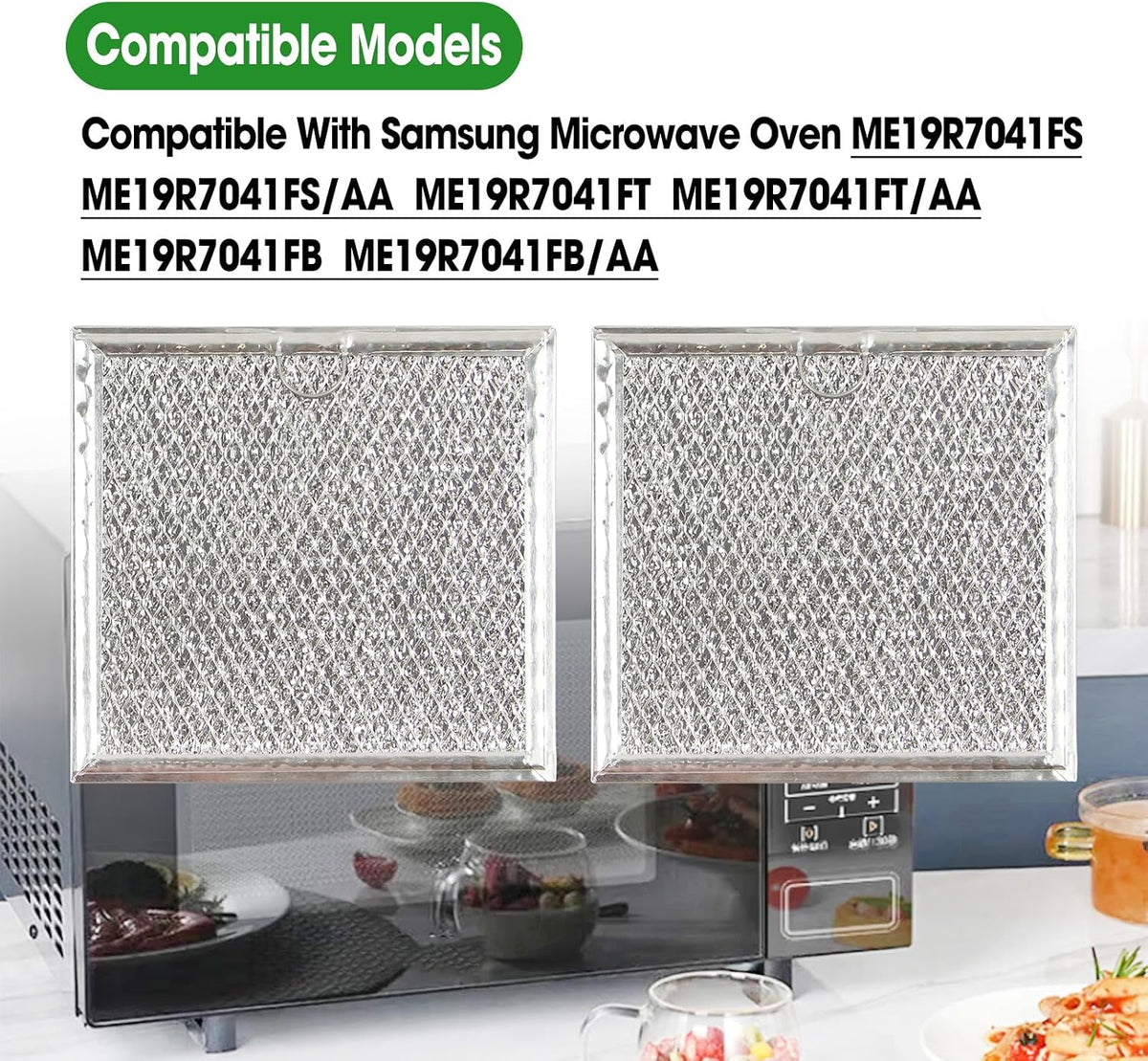 2 Pcs Microwave Oven Grease Filter Fit for Samsung ME19R7041FS ME19R7041FT