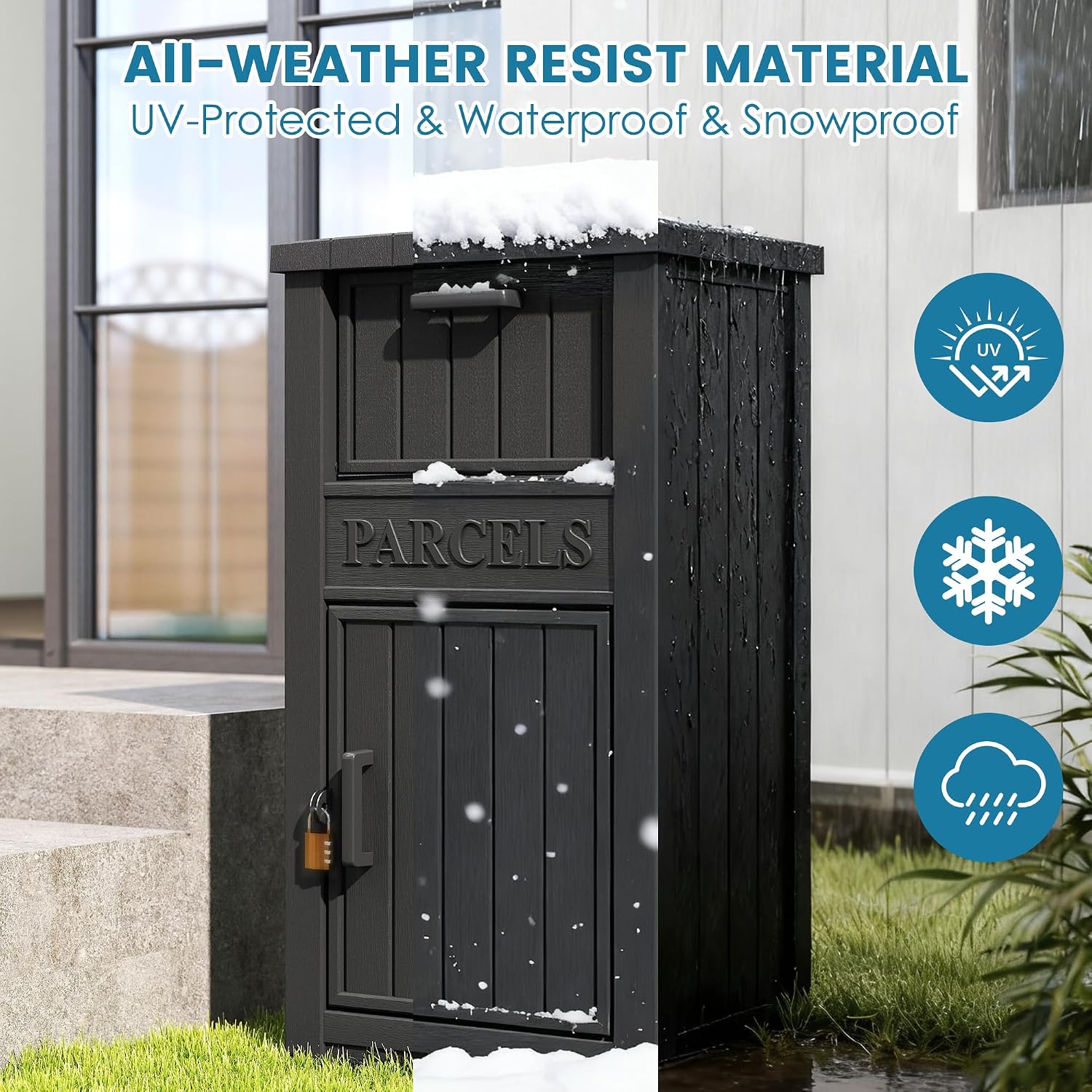 Package Delivery Box for Outside, Large Lockable & Weatherproof Anti-Theft Large Parcel Drop Box for Porch, Curbside