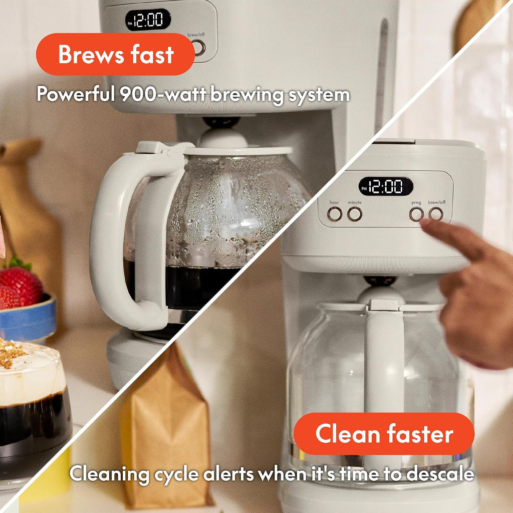 12 Cup Programmable Coffee Marker, Reusable Dishwasher Safe Accessories, Easy LCD diaply, Auto Shutoff, 900 watt