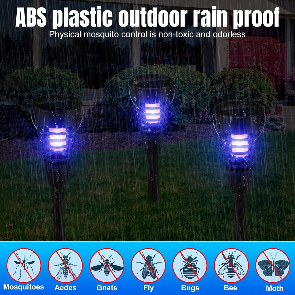 4 Pack Solar Bug Zapper & Mosquito Killer Outdoor Waterproof Cone-Shaped LED Light Mosquito Repellent for Patio
