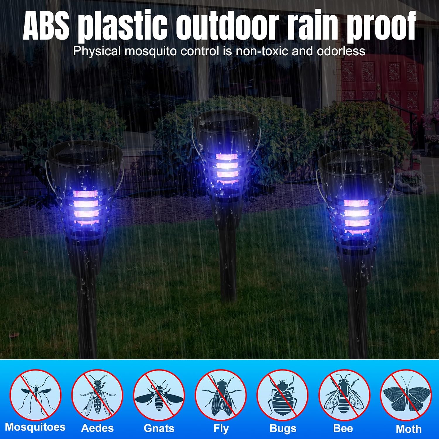 4 Pack Solar Bug Zapper & Mosquito Killer Outdoor Waterproof Cone-Shaped LED Light Mosquito Repellent for Patio