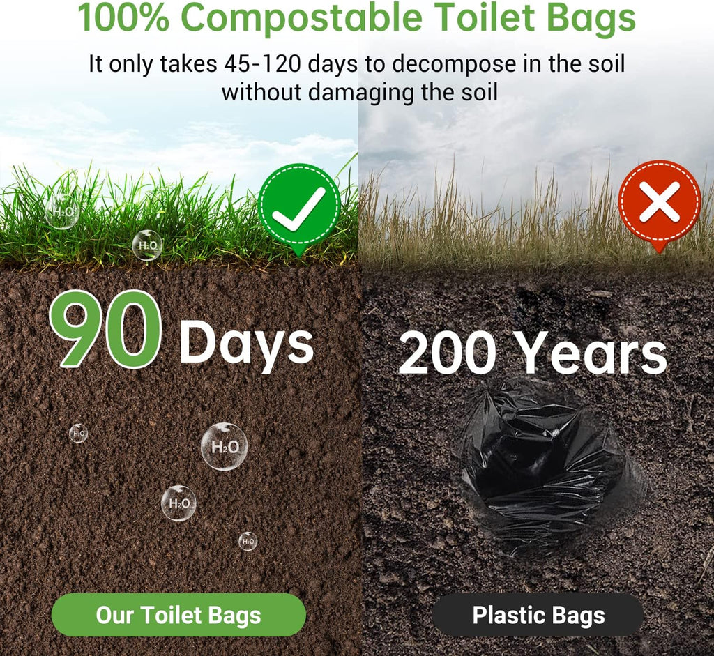50 portable toilet bags for camping, 8 Gallon 1.3 Mil Thickened Compostable Toilet Replacement Bags for Portable