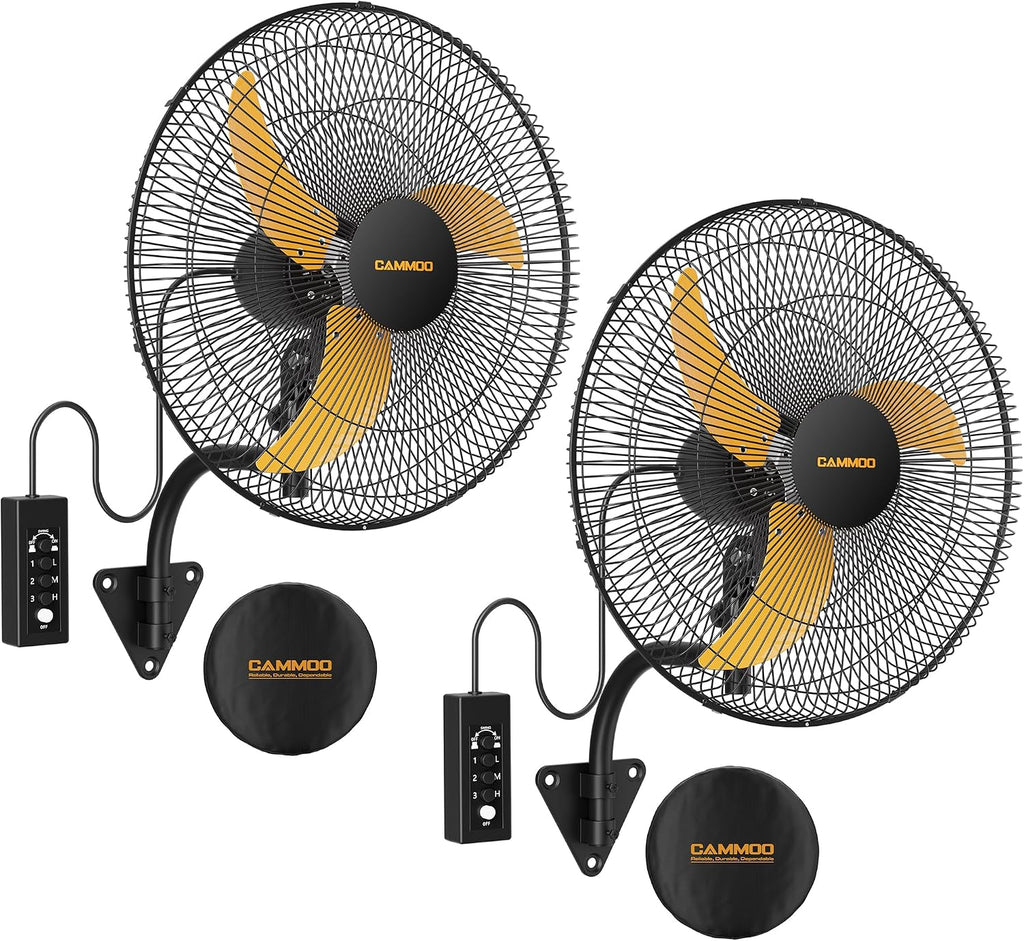 CAMMOO 20 Inch Wall Mount Fan Oscillating, 600D Oxford Cover & Wired Remote