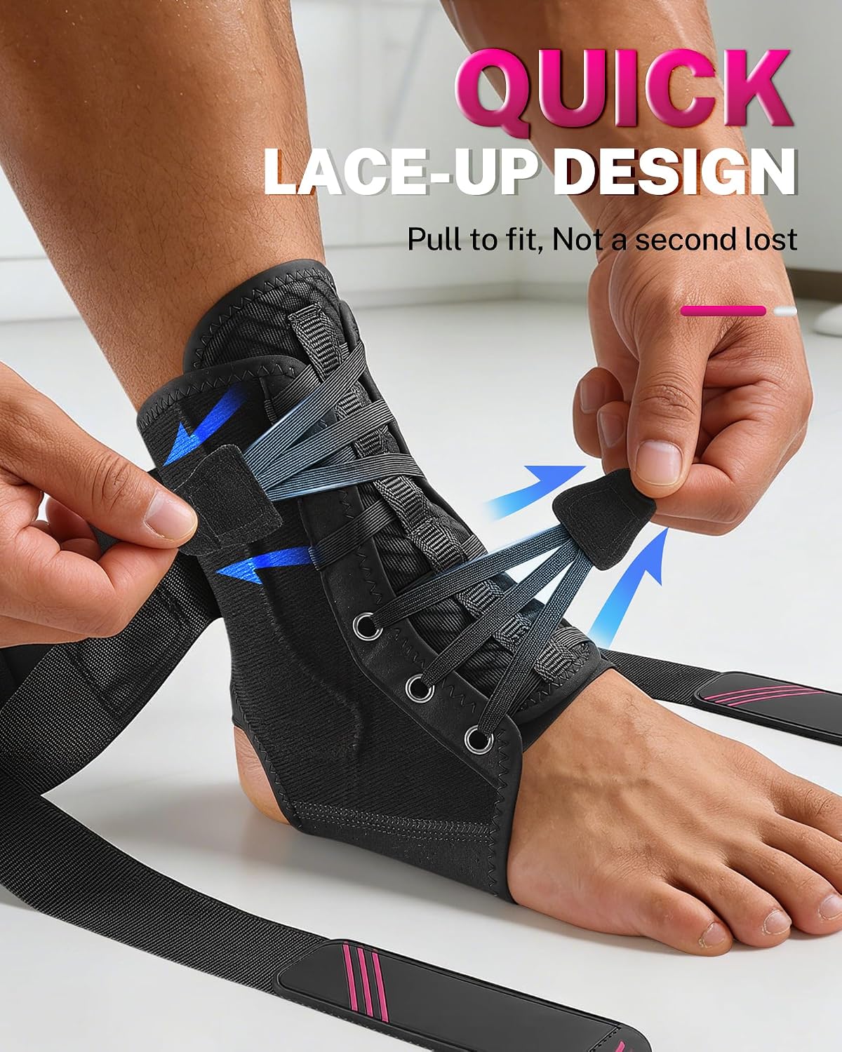 1.5mm Ultra Thin Ankle Brace for Women Men, Figure-8 Support
