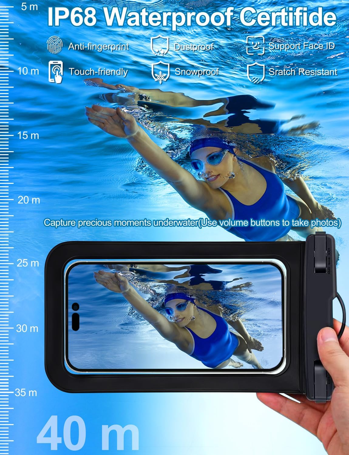 5 Pack Multicolor Waterproof Phone Pouch, Cell Phone Case Dry Bag,Protection Level: IP68,Beach Cruise for
