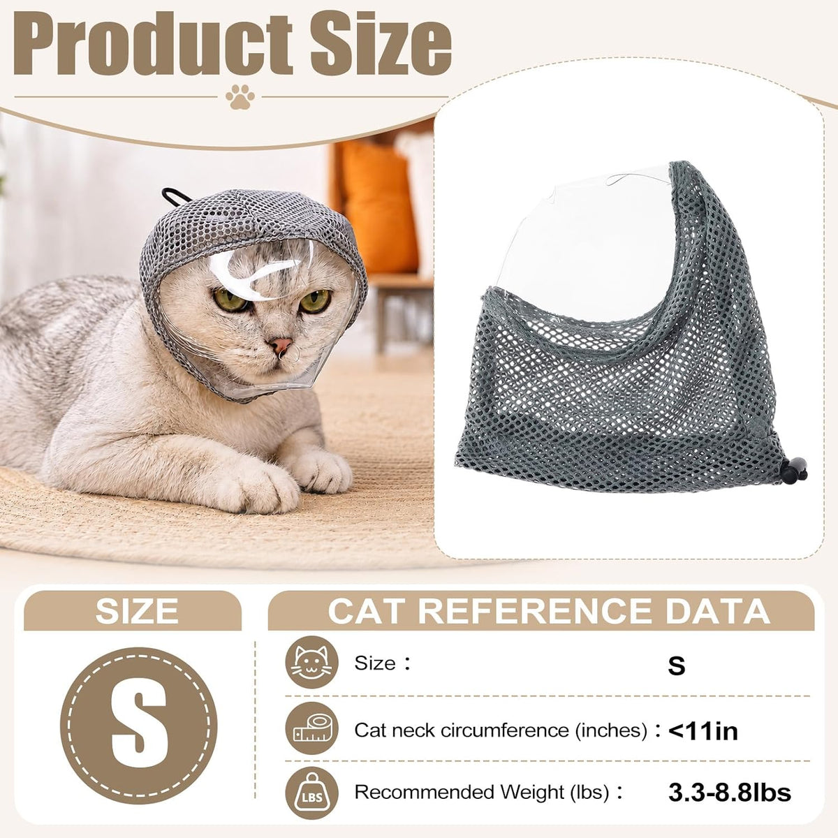 Adjustable Cat Muzzle for Grooming and Biting Prevention (S)