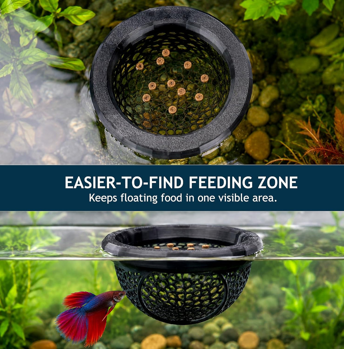 2Pcs Floating Betta Hammock & Shrimp Shelter, Beta Hide Cave and Resting Spot, Fish Feeding Rings, Safe Aquarium