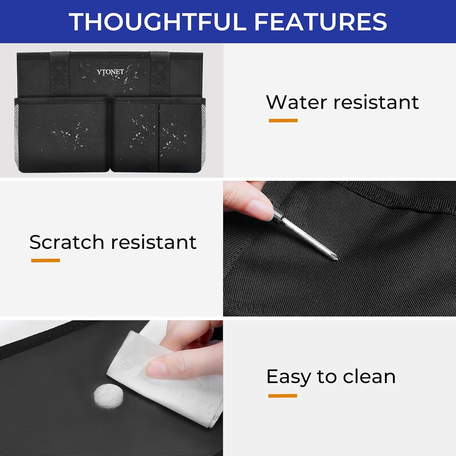 Cleaning Caddy, Water Resistant Cleaning Supplies Organizer with Handle & Foldable Divider for Cleaners, Housekeeping