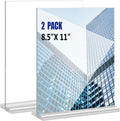 Acrylic Sign Holder 8.5x11 Inches 2 Pack T Shape Desktop Display Stand Vertical Double Sided Clear Table Menu Flyer