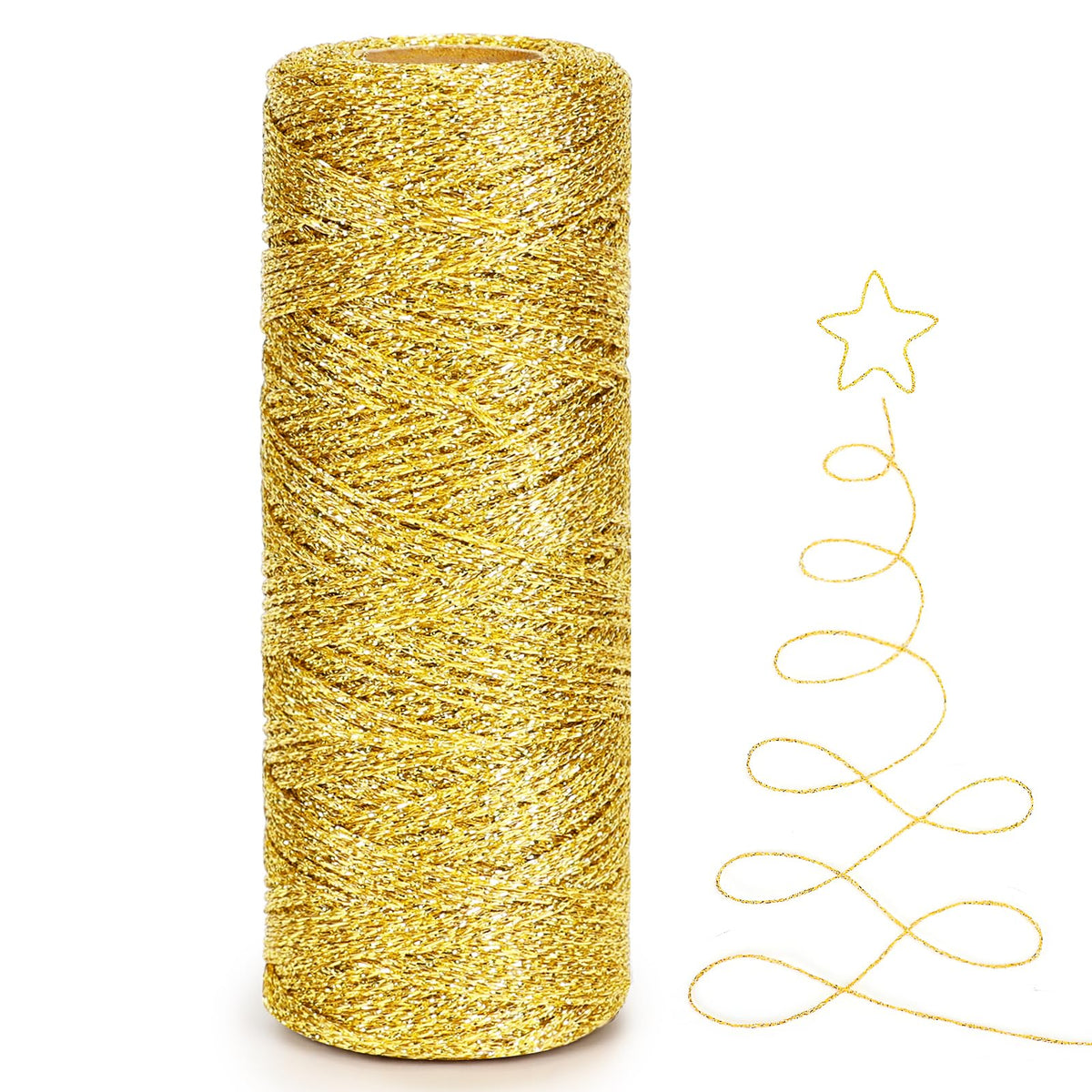 328ft 1mm Metallic Gold Twine for Gift Wrapping