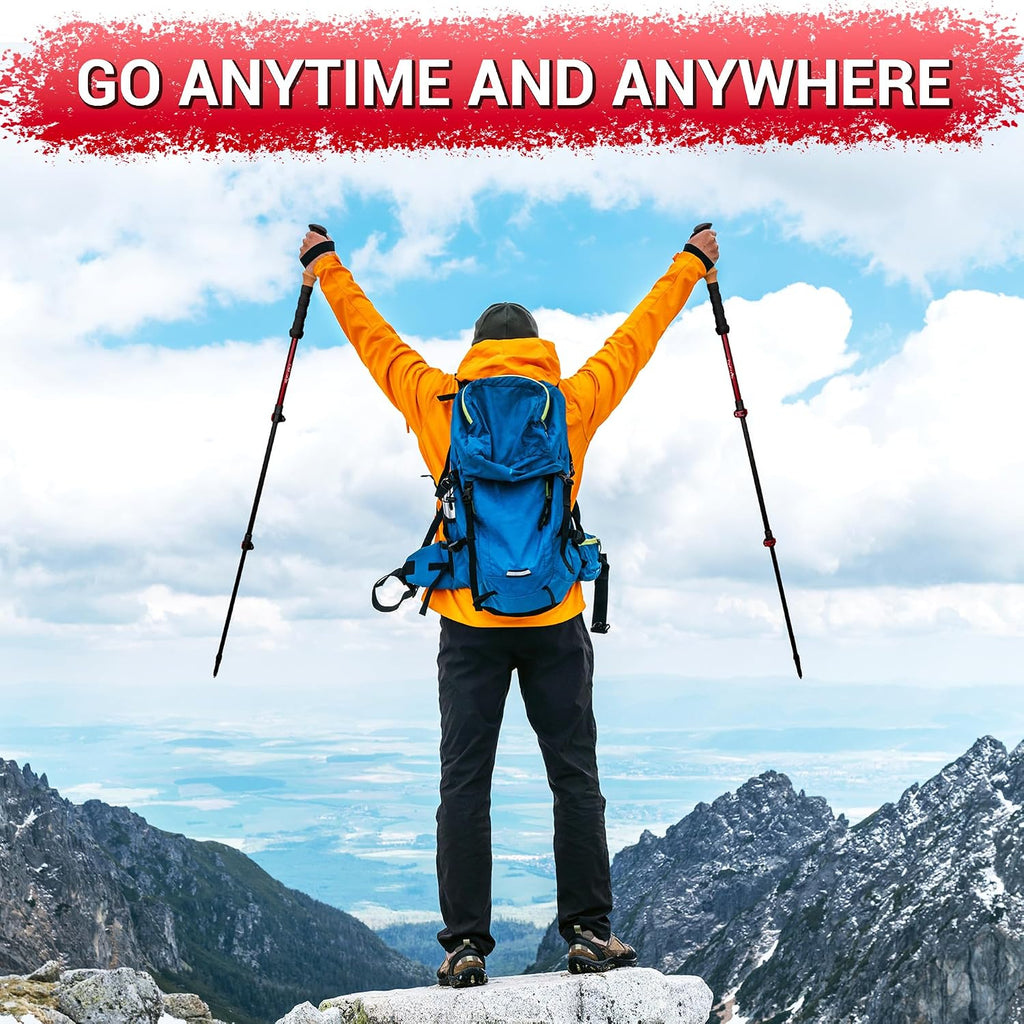 Durable 7075 Aluminum Trekking Poles, Walking Sticks for Hiking | Collapsible, Lightweight with Cork Grips