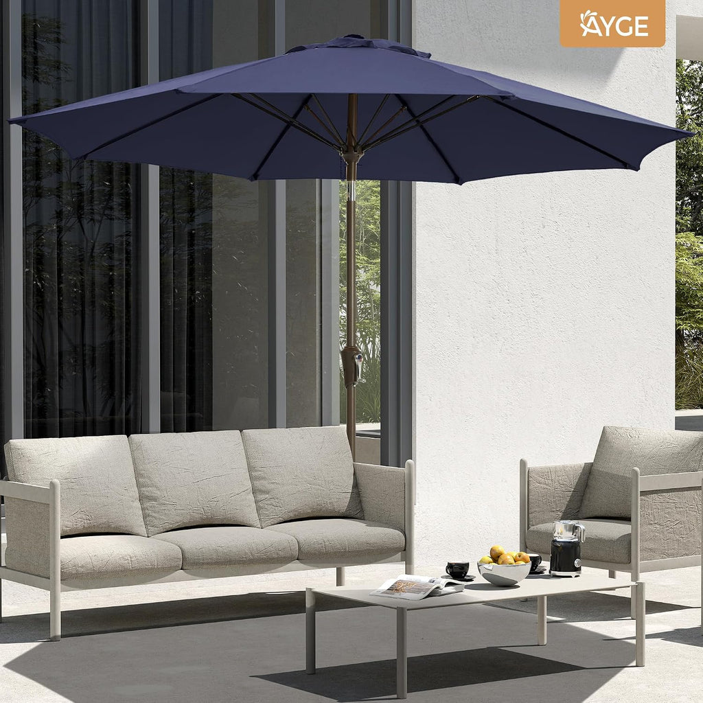9 FT Outdoor Umbrella Patio Table Umbrella Fiberglass Frame Navy