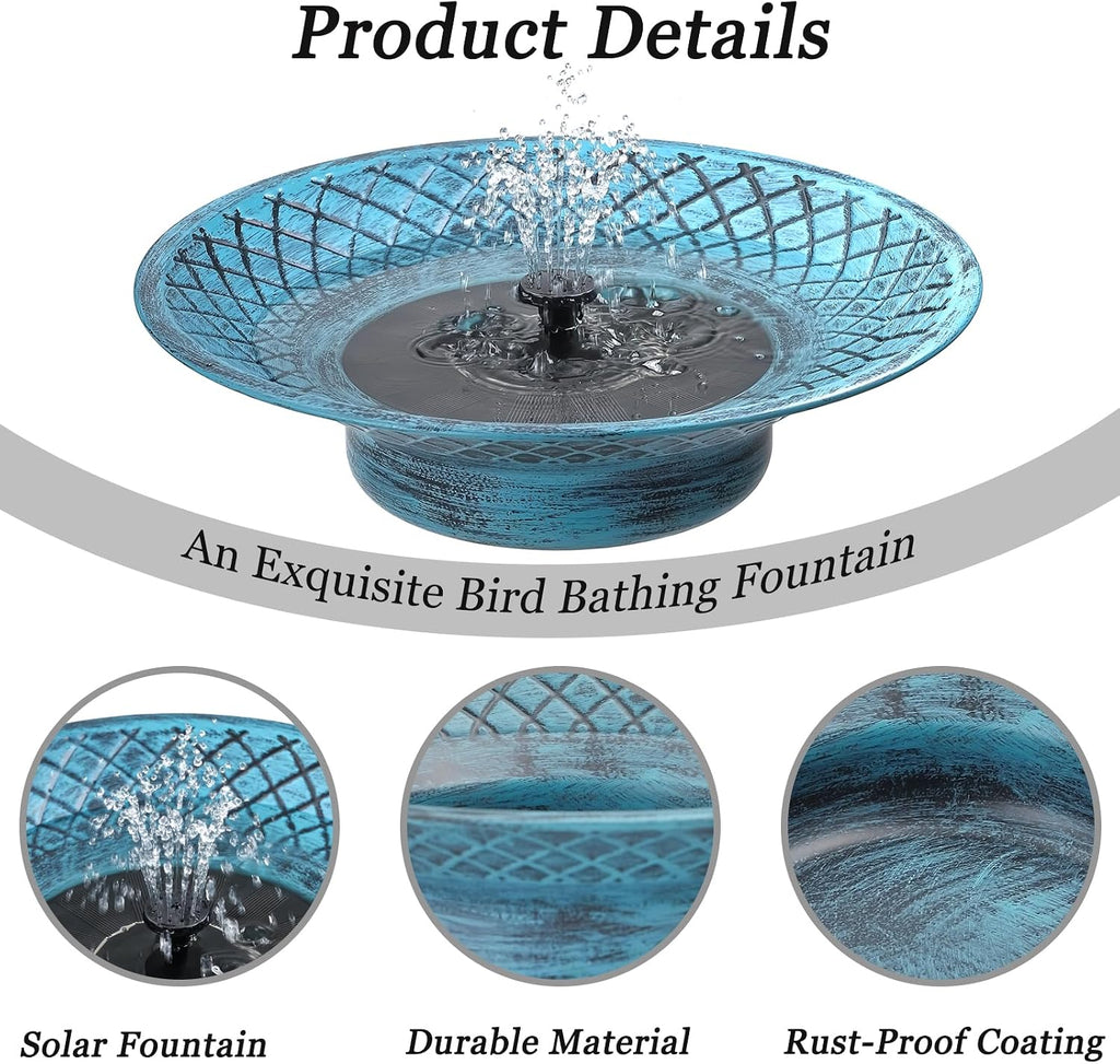 12.6" Bird Baths for Outdoors, Bird Bath Fountains, Bird Bath Feeder