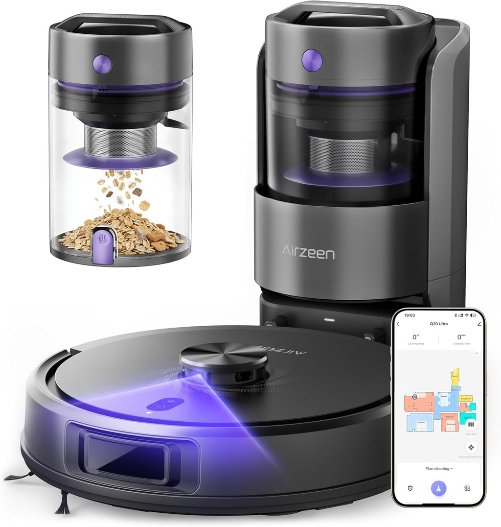 Bagless Robot Vacuum and Mop Self-Emptying for Pet Hair/Carpet | LiDar Navigation for Smart Mapping, 6000Pa
