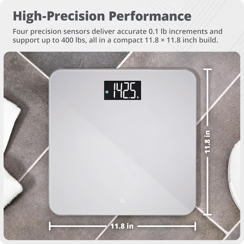 AccuCheck Digital Bathroom Scale for Body Weight (Pearl Gray) | Accurate Weight Scale with Double-Check Tech, Large