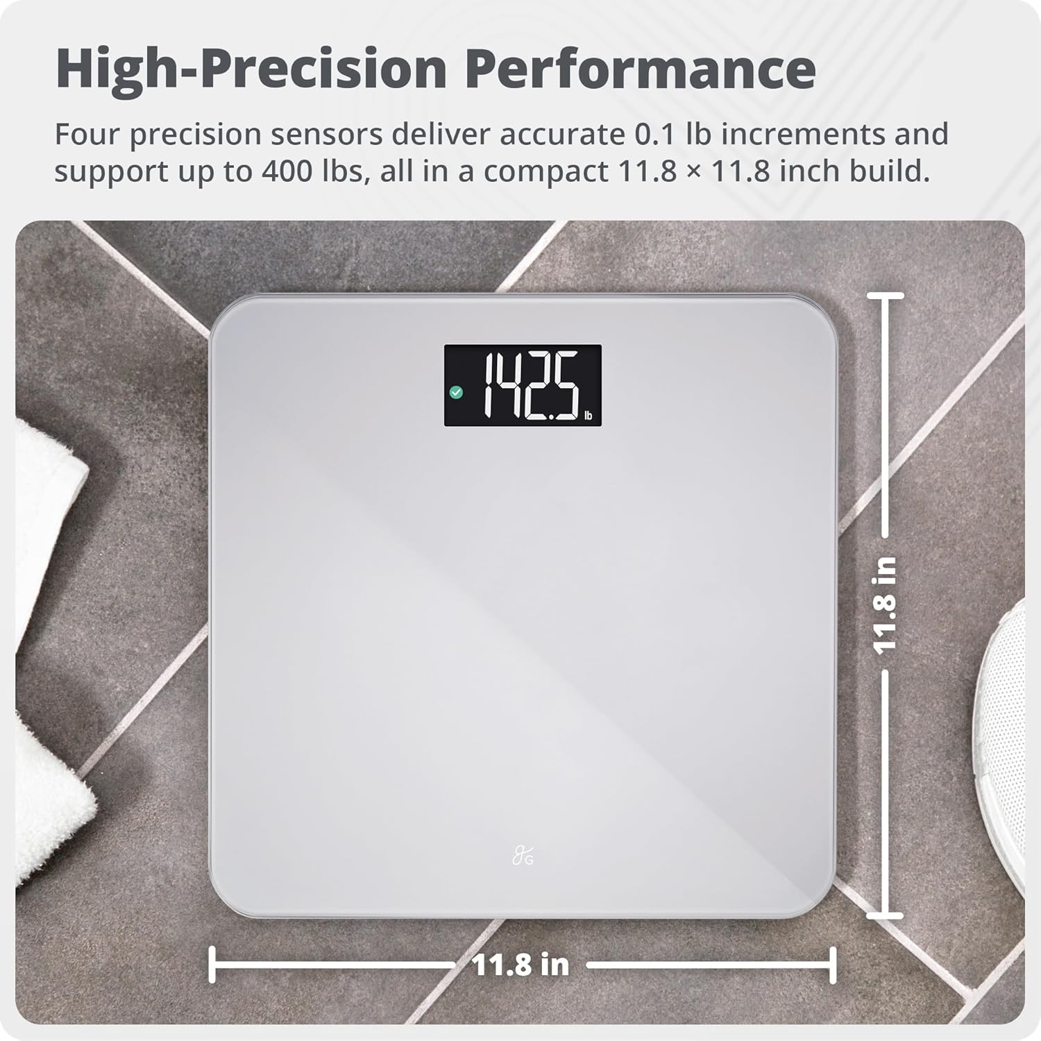 AccuCheck Digital Bathroom Scale for Body Weight (Pearl Gray) | Accurate Weight Scale with Double-Check Tech, Large