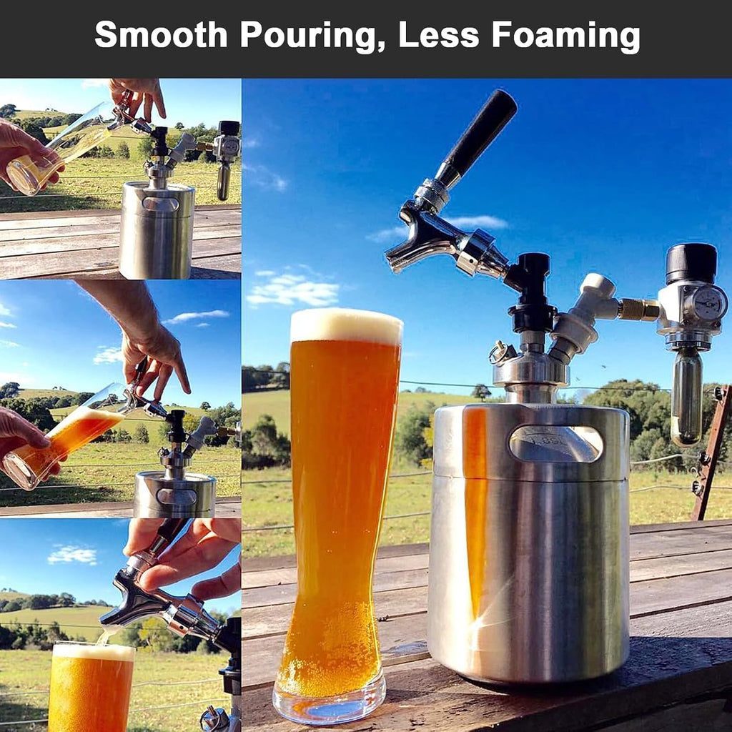 Ball Lock Keg Tap, Self-Closing Beer Faucet for Corny Cornelius Keg | Stainless Core Food Safe, No Leak, Ball Lock