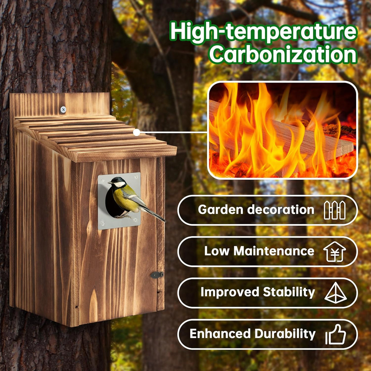 Bird Houses for Outside with Metal Predator Guard