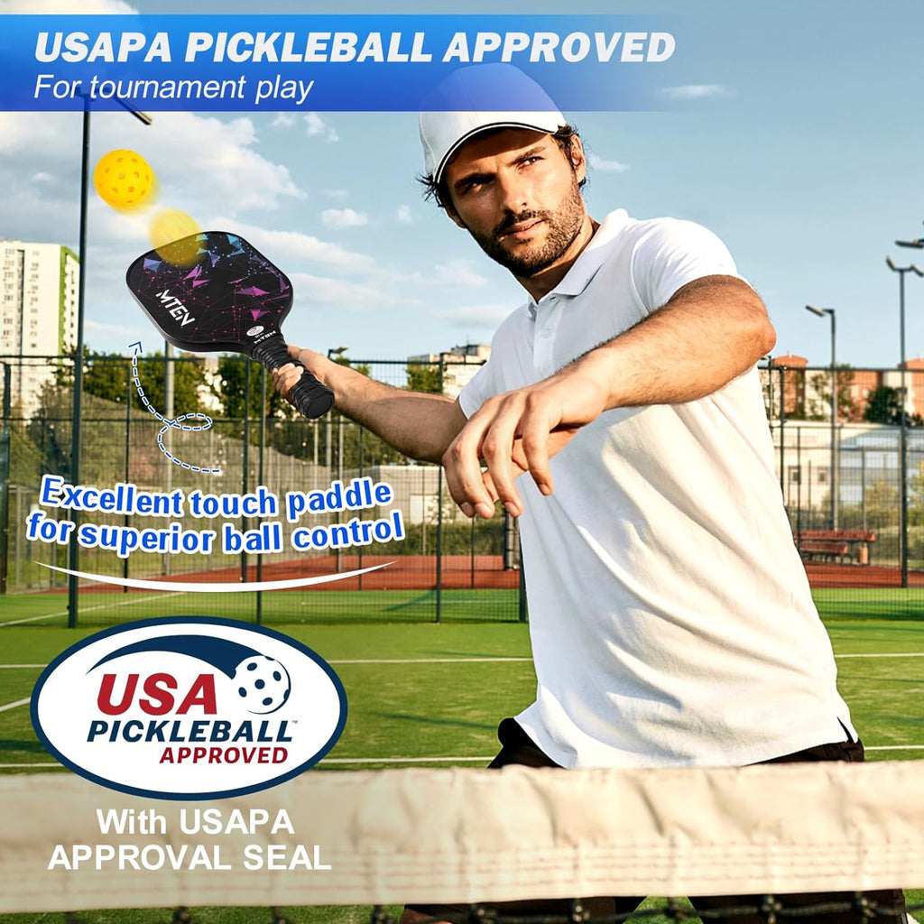 Pickleball Paddles Set of 2/4/1, USAPA Approved Fiberglass Rackets | Lightweight Set for Men, Women, Beginners &