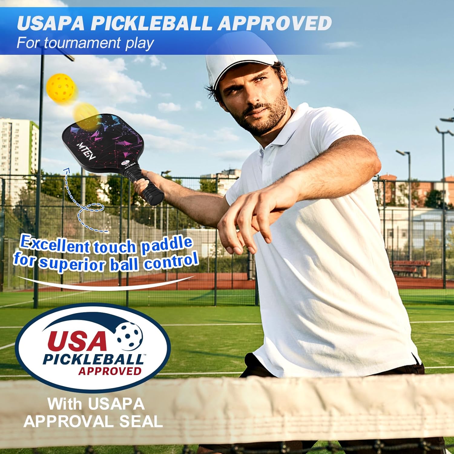 Pickleball Paddles Set of 2/4/1, USAPA Approved Fiberglass Rackets | Lightweight Set for Men, Women, Beginners &