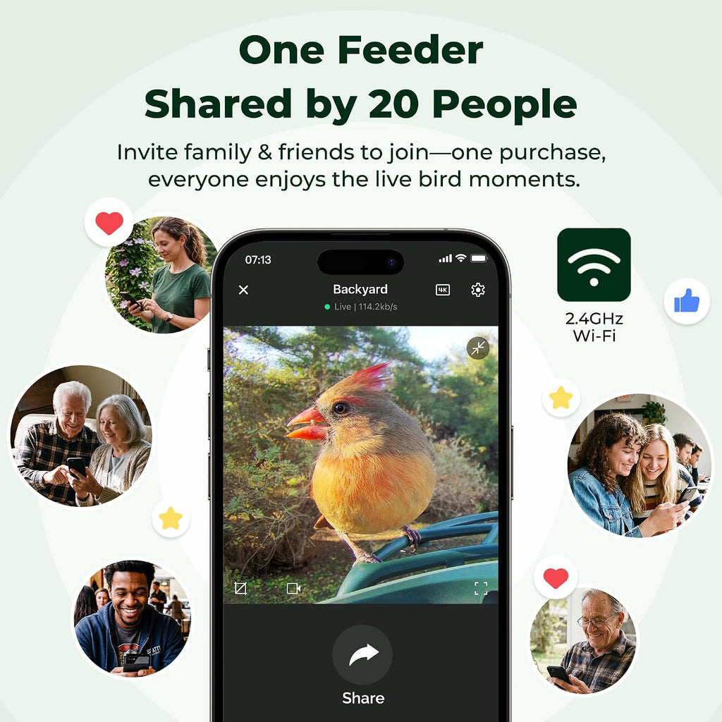 Bird Feeder with Camera 4K, Solar Powered, 8MP Photos, Smart AI ID