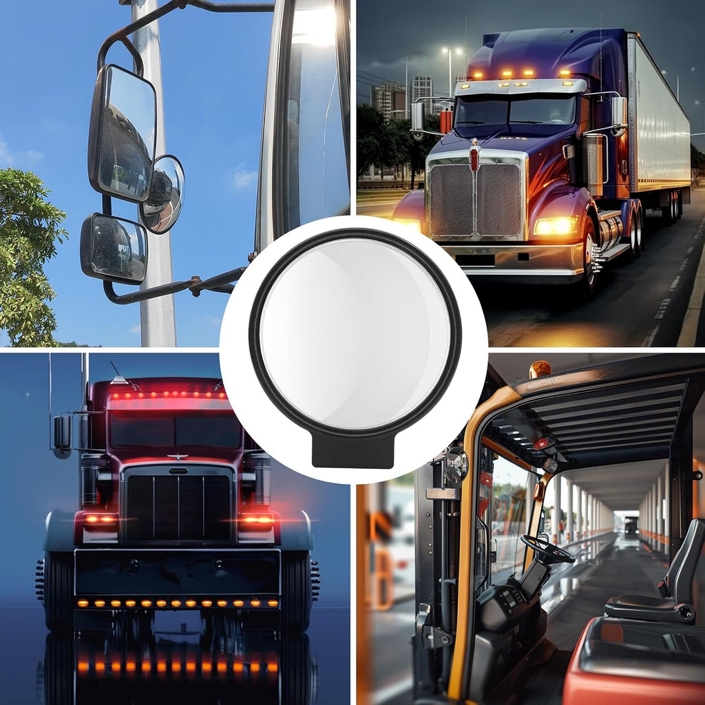 Tractor Mirrors Convex Truck Forklift Mirror Wide Angle Adjustable Side Rear View Blind Spot Reduction Black (2, 5.83