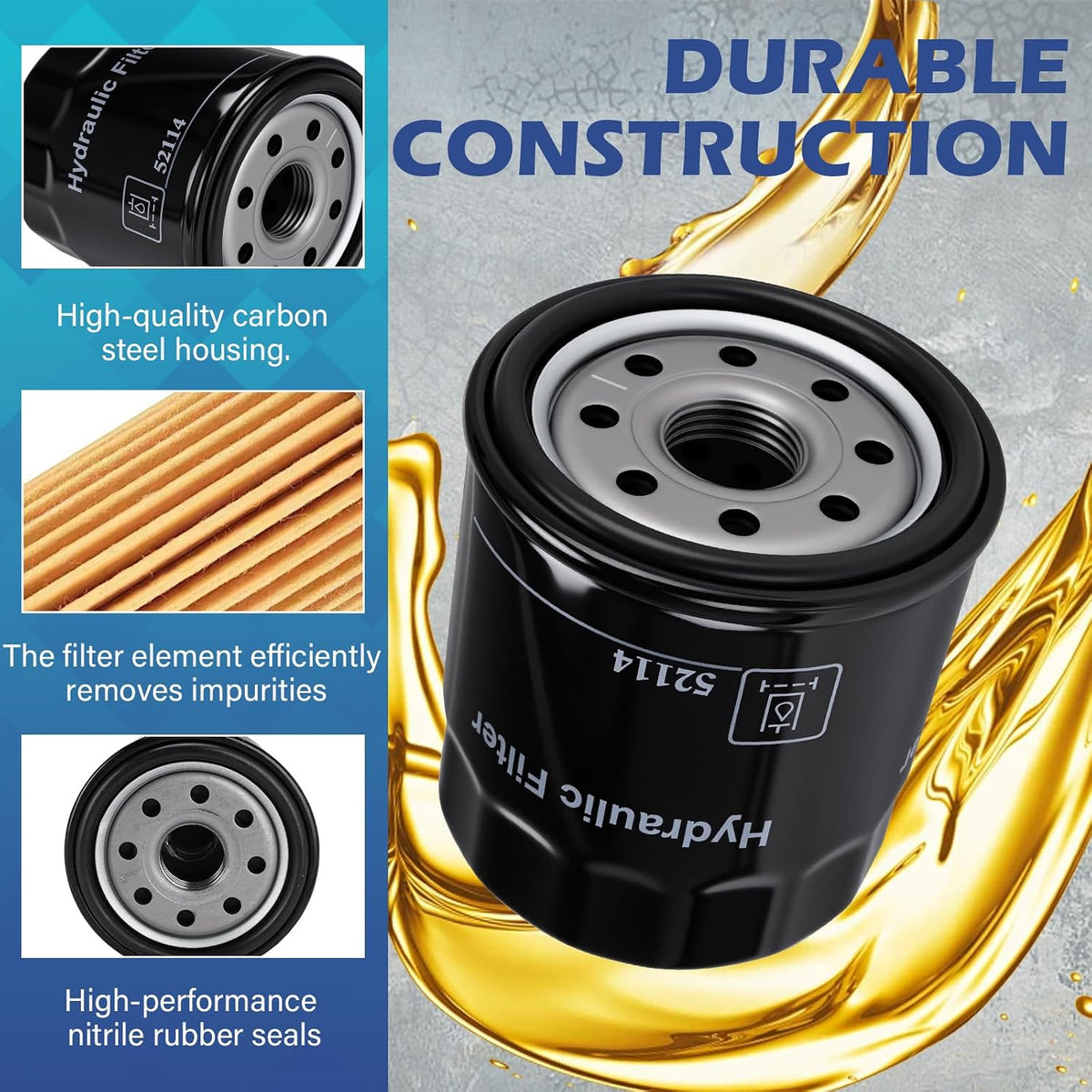 Oil Hydraulic Filter Replacement for Hydro‑Gear 52114, 2 Pack