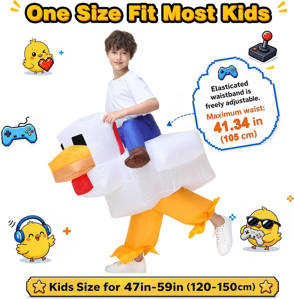 Inflatable Chicken Costume for Kids,Halloween Blow Up Costumes Ride On Rooster Costume Funny Costumes for Boys Girls