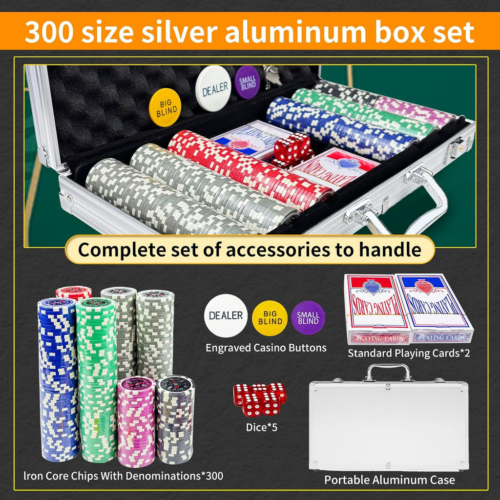 Poker Chips with Numbers,11 Gram Poker Chips Set,300Pcs | With Aluminum Travel Case, Casino Poker Set for Texas