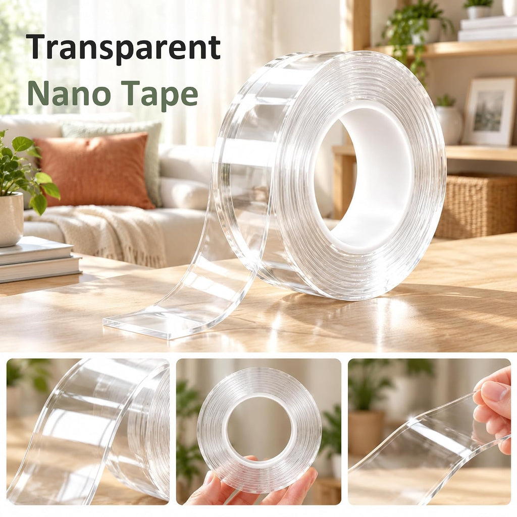 Double Sided Tape, Nano Tape, Transparent Adhesive Tape, Traceless Adhesive Tape, Removable, Washable, Reusable