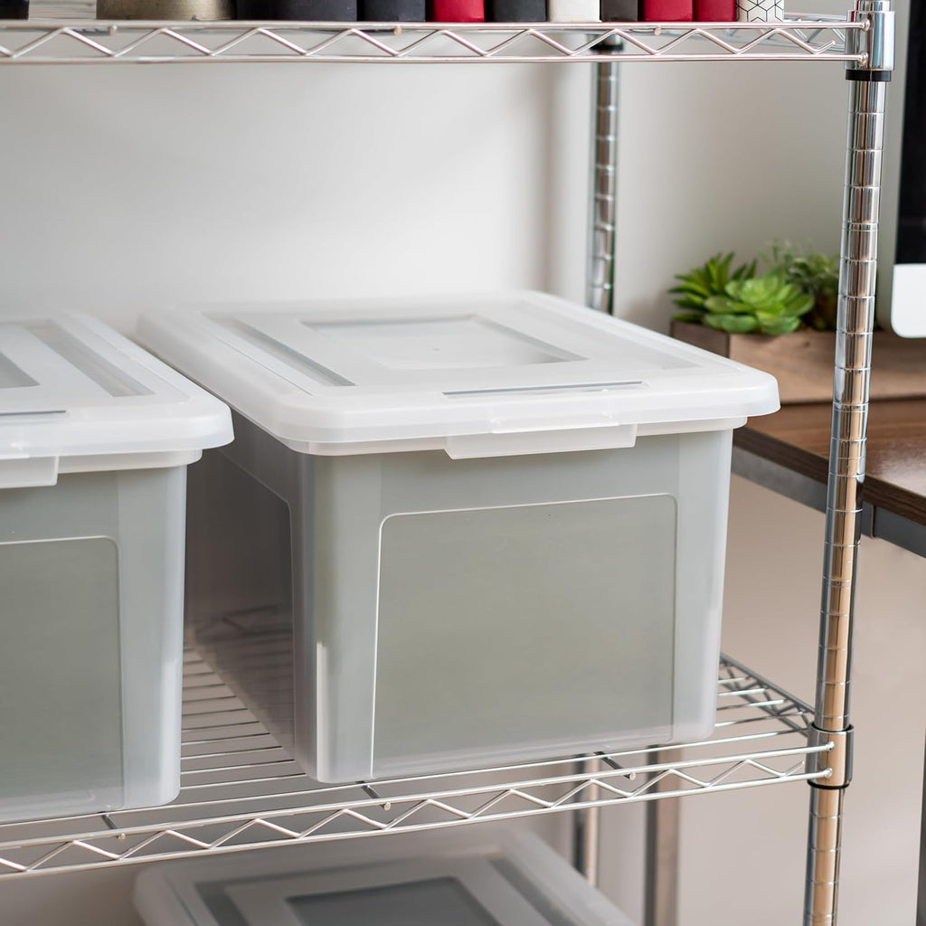 File Box, Plastic File Boxes With Lids, Document Organizer for Letter/Legal File, Document Box, Storage Bin For