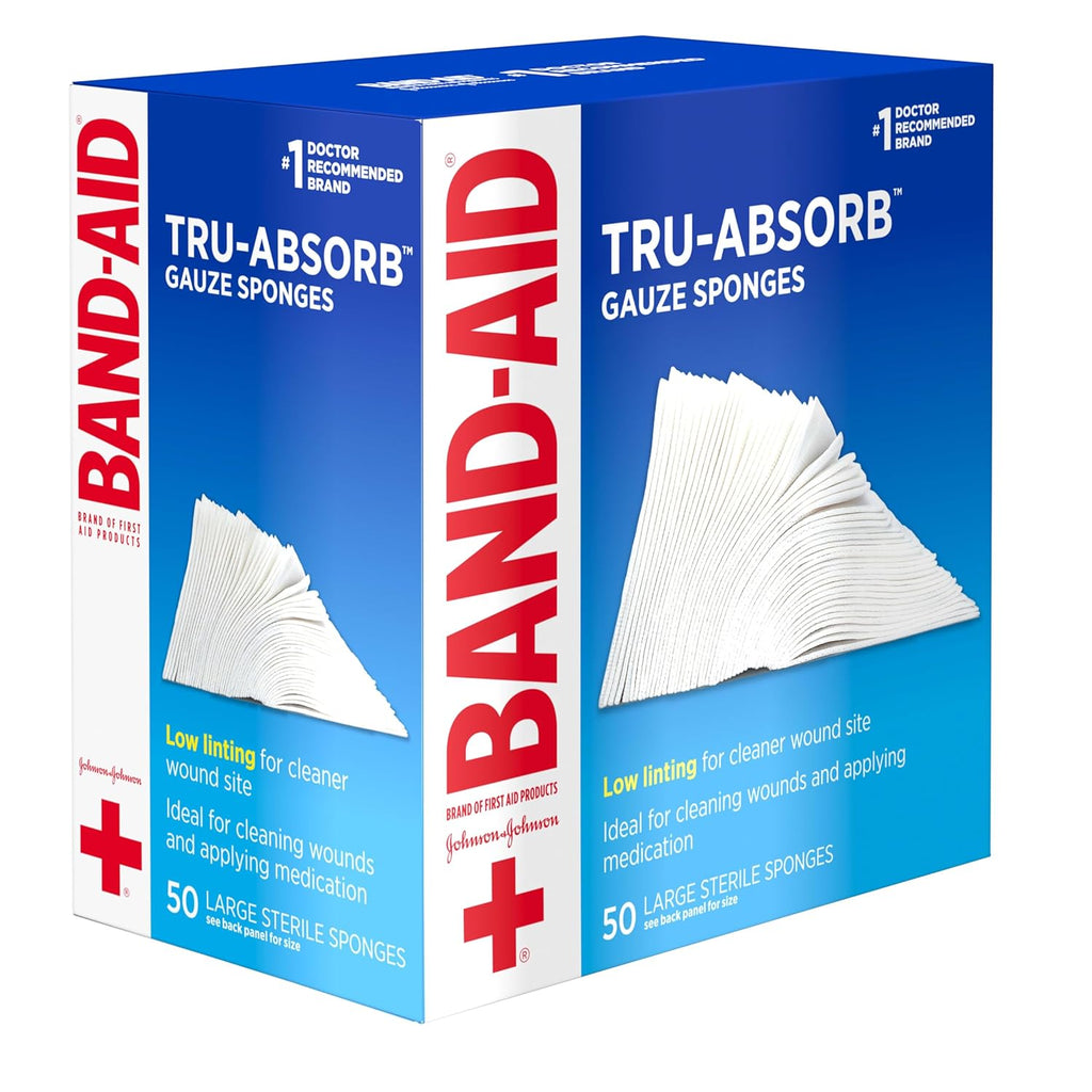Brand First Aid Products Tru-Absorb Sterile Gauze Sponges for Cleaning and Cushioning Minor Wounds, Cuts & Burns