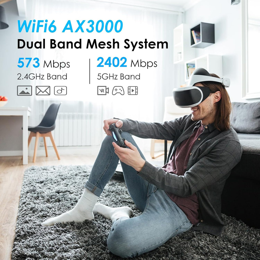 AX3000 WiFi 6 Mesh System 2 Pack - 2026 Latest, Up to 3.0 Gbps Speed & 5,000 Sq. Ft. Coverage, Replaces Wireless