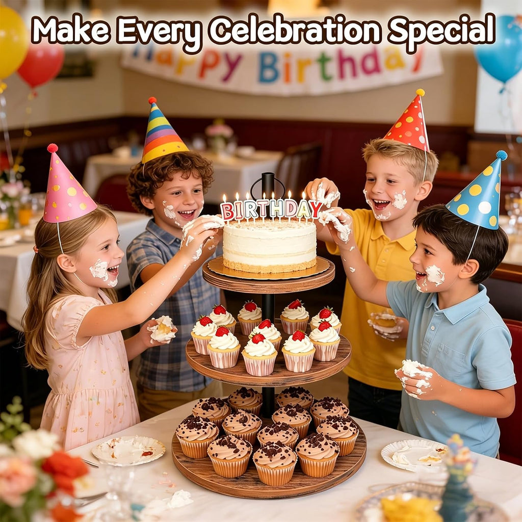 Cupcake Stand, Rustic Wood 3 Tier Cake Stand, Dessert Table Display