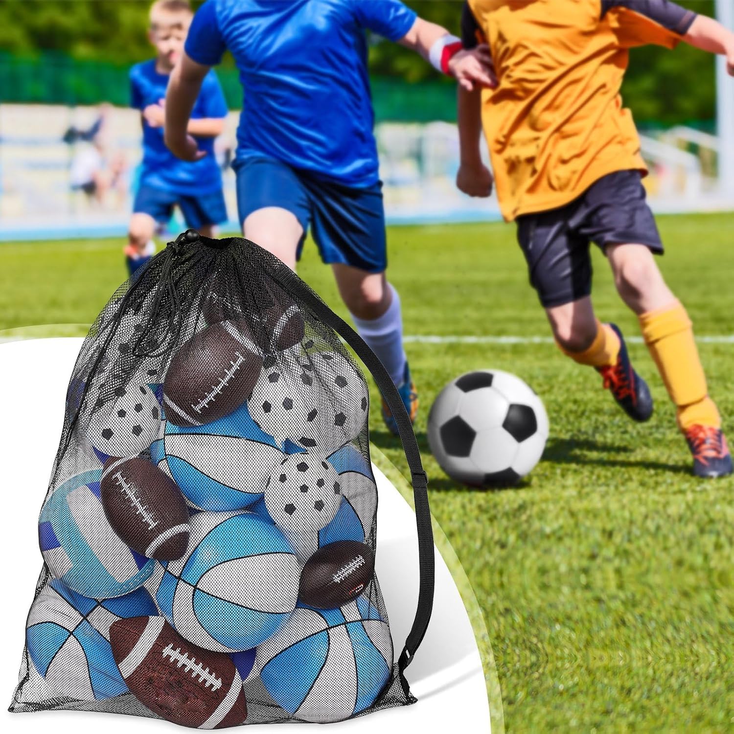 Extra Large Sports Ball Bag 30 x 40 Inches Mesh Soccer Basketball Bags Large Mesh Pouch with Adjustable Shoulder