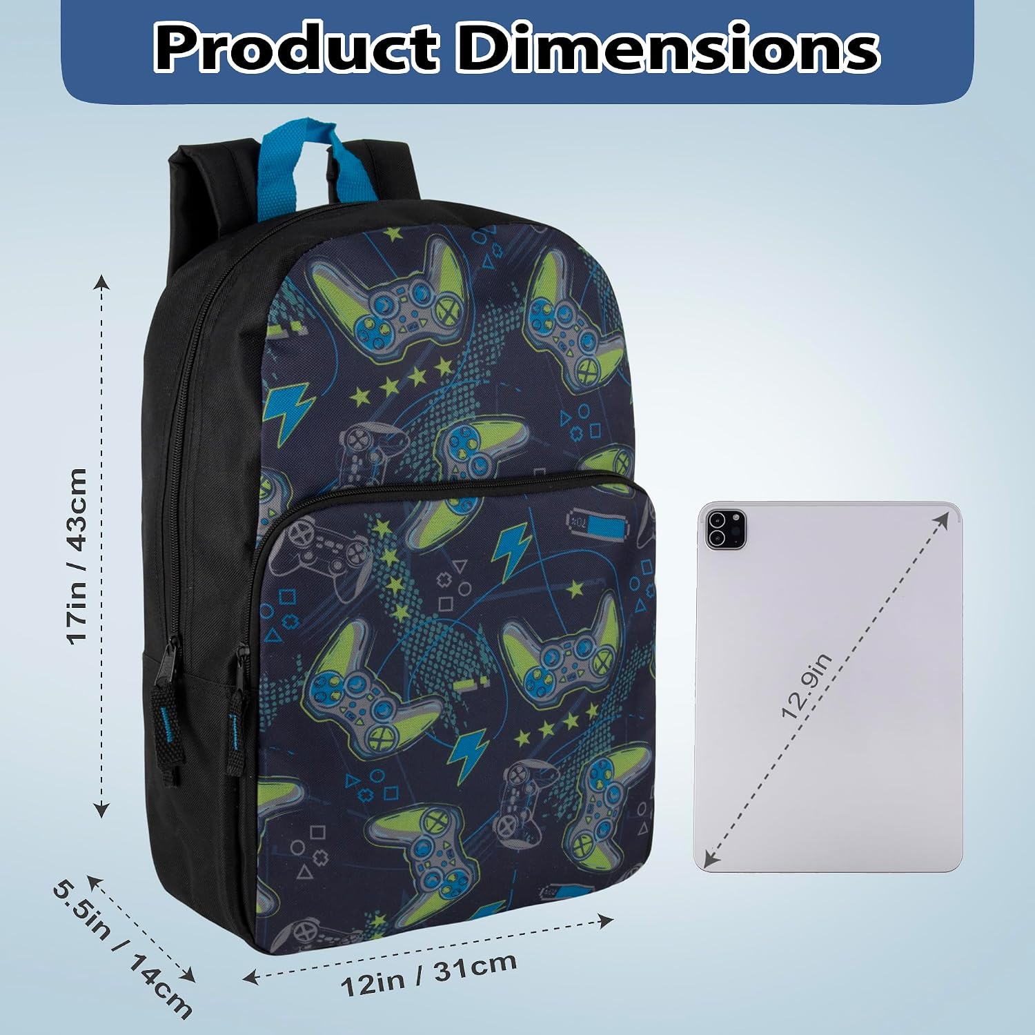 Fun School Backpack for Elementary Middle School Girls and Boys | 17 Inch Printed Backpacks for School Kids, Travel
